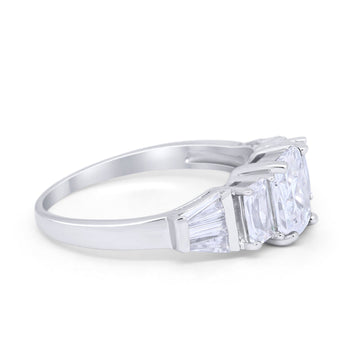 Engagement Ring Radiant Cut Simulated Cubic Zirconia 925 Sterling Silver